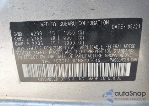 2022 Subaru Impreza Limited 5-Door из США, поврежденный, VIN 4S3GTAT61N3705049